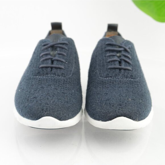 Cole Haan Womens Zerogrand Oxford Sneakers Size 8 Navy Blue Knit Wingtip Shoes - Picture 2 of 11